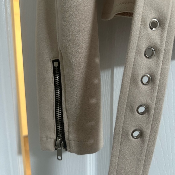 Unbranded Women’s Faux Suede Moto Jacket Nude Size Small - Picture 2 of 6